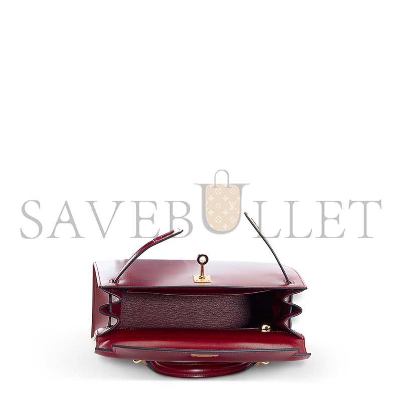 HERMÈS MASTER A ROUGE H CALF BOX LEATHER KELLY 25 WITH GOLD HARDWARE (25*17*7cm)